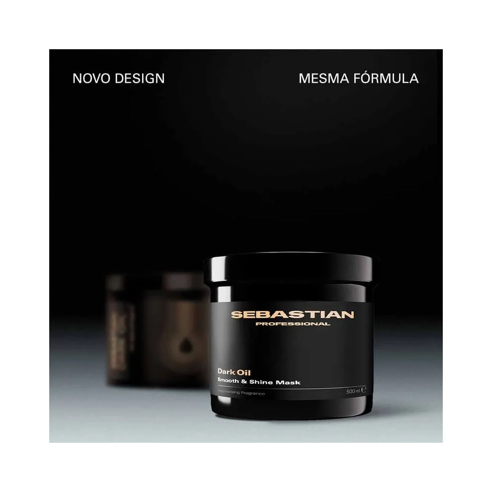 Frasco da Máscara Capilar Sebastian Dark Oil 500ml em destaque sobre fundo branco